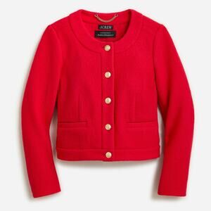 J.Crew Louisa Lady Jacket Italian Boiled Wool Red Cropped Blazer Coat Size 0
